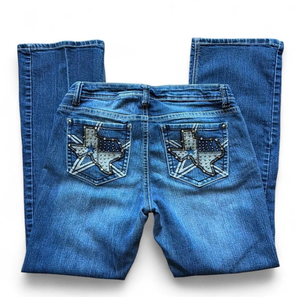 Vintage Y2K Low-Rise Bootcut Jeans with Texas State Design